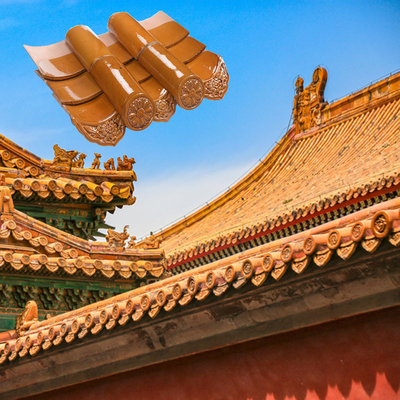 Mattonelle di tetto lustrate cinesi del tempio antico