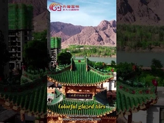 Giardino fatto a mano della casa da tè di terracotta lustrato verde cinese delle mattonelle di tetto del gazebo