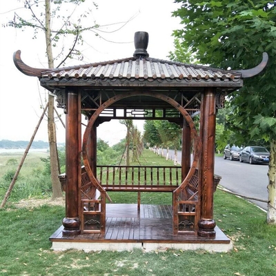 qualità  Outdoor Pavilion Chinese Wood Gazebo Hexagonal 3m Antique Garden Pagoda Fabbrica