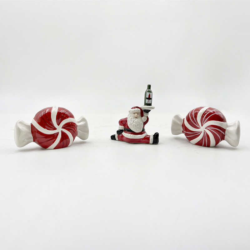 Artiglieria ceramica dipinta a mano Natale Babbo Natale Capodanno Caramelle Salt & Pepper Shaker Disegno di taglia personalizzato