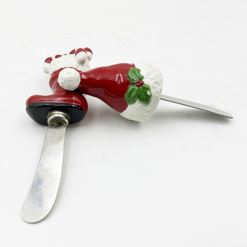 Cappello di Natale Stivali di Babbo Natale Manico dipinto a mano con lama in acciaio inossidabile Cheese Spreader Spreader burro
