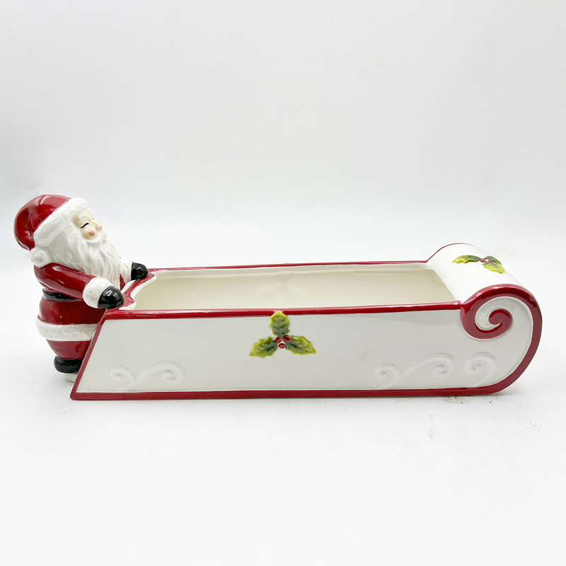 Porta biscotti in ceramica dipinta a mano Babbo Natale pupazzo di neve Caramelle vaschetta Decorazione di casa festiva