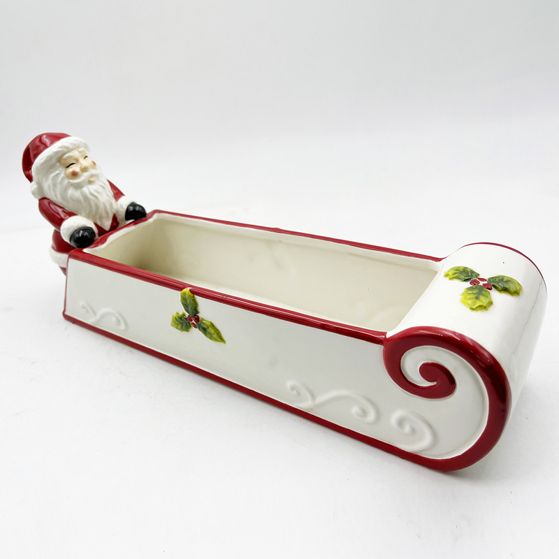 Porta biscotti in ceramica dipinta a mano Babbo Natale pupazzo di neve Caramelle vaschetta Decorazione di casa festiva