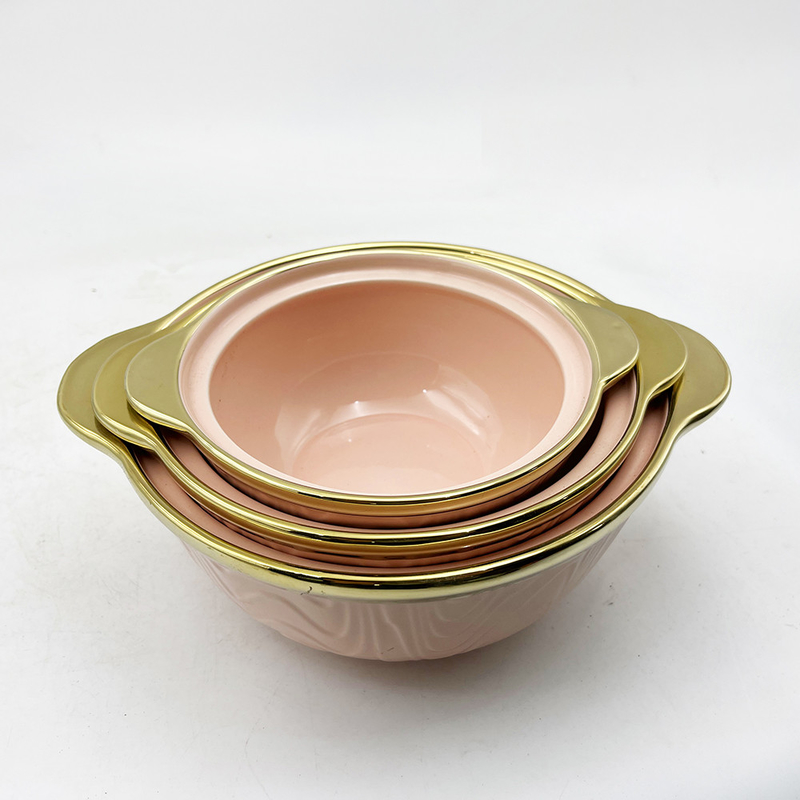 Luxury Gilt-Edged Pink Marble Porcellane Dinner Bowl Home Hotel Ceramica Serramenti Set varie dimensioni