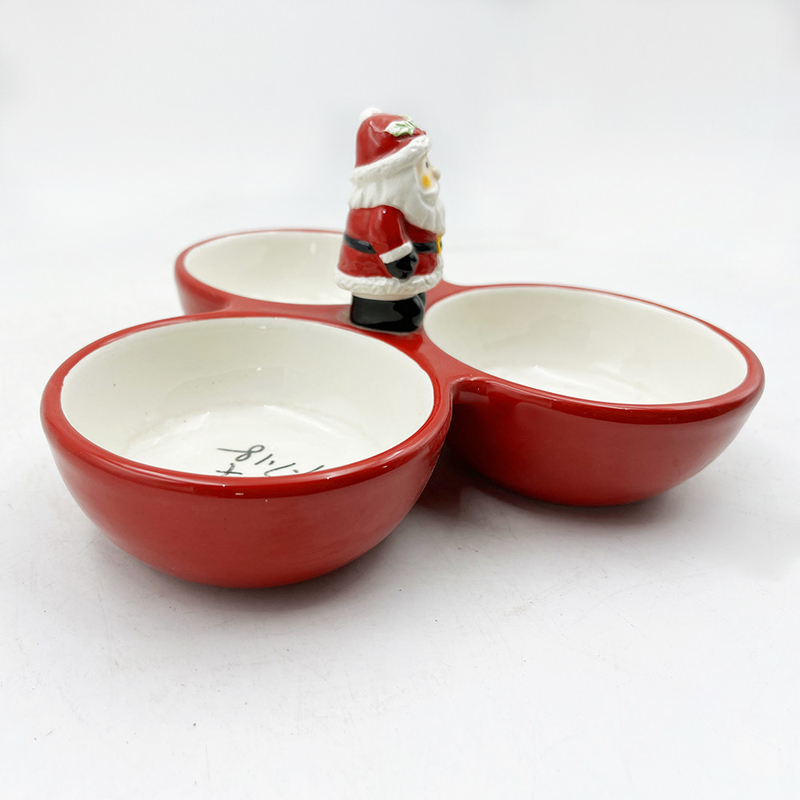 Home Tazza ceramica a tre parti per la cena natalizia Decorazione della casa natalizia invernale