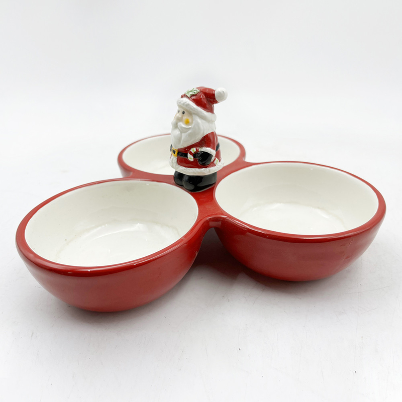 Home Tazza ceramica a tre parti per la cena natalizia Decorazione della casa natalizia invernale