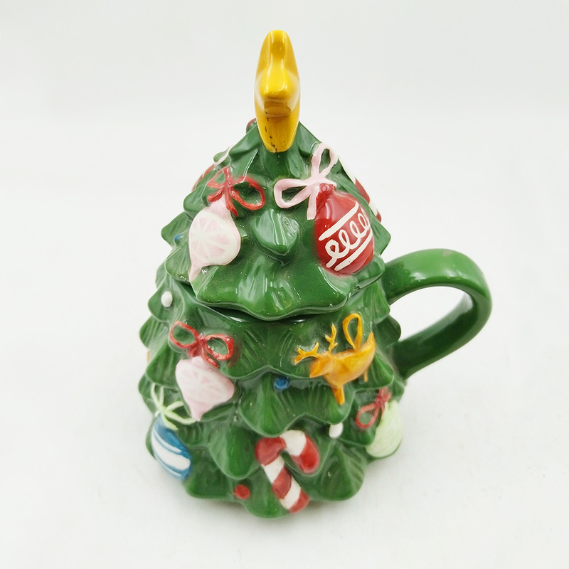 Tazza verde albero di Natale dolce ceramica tazza di Natale con coperchio per i regali Decorazione domestica