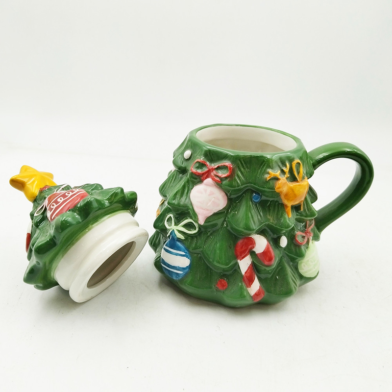 Tazza verde albero di Natale dolce ceramica tazza di Natale con coperchio per i regali Decorazione domestica
