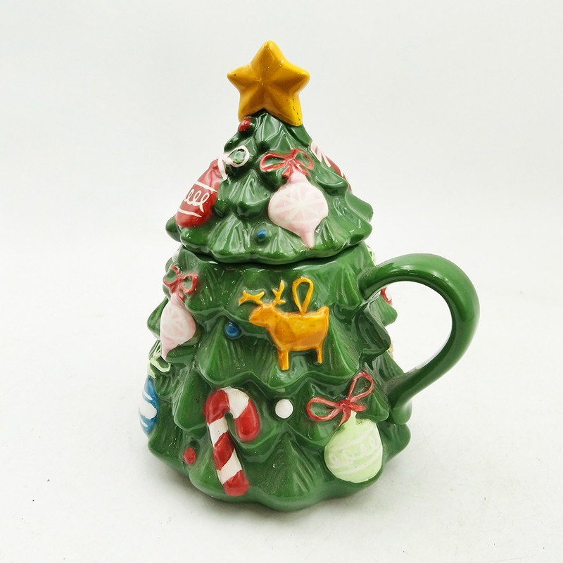 Tazza verde albero di Natale dolce ceramica tazza di Natale con coperchio per i regali Decorazione domestica