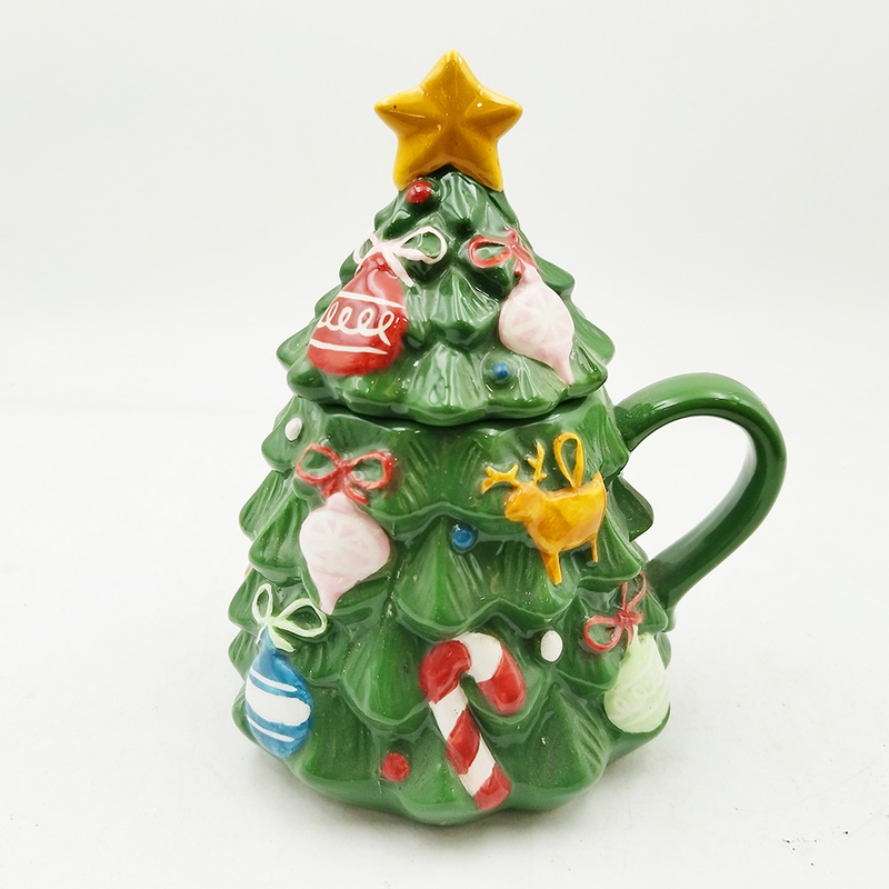 Tazza verde albero di Natale dolce ceramica tazza di Natale con coperchio per i regali Decorazione domestica