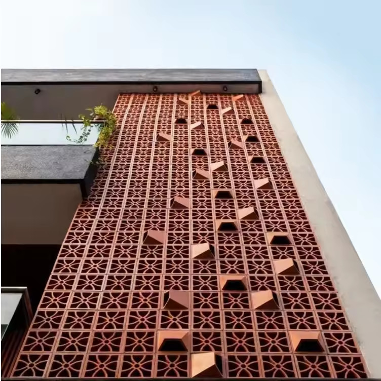 Terracotta Breeze Block Fabbricazione a mano Piastrelle da parete in mattoni rossi Decorative mattoni cavi