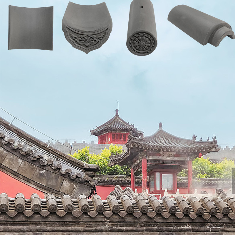 Matte Cina antico tempio piastrelle Grigio argilla piastrelle di tetto Alta resistenza UV resistente per edifici patrimoniali