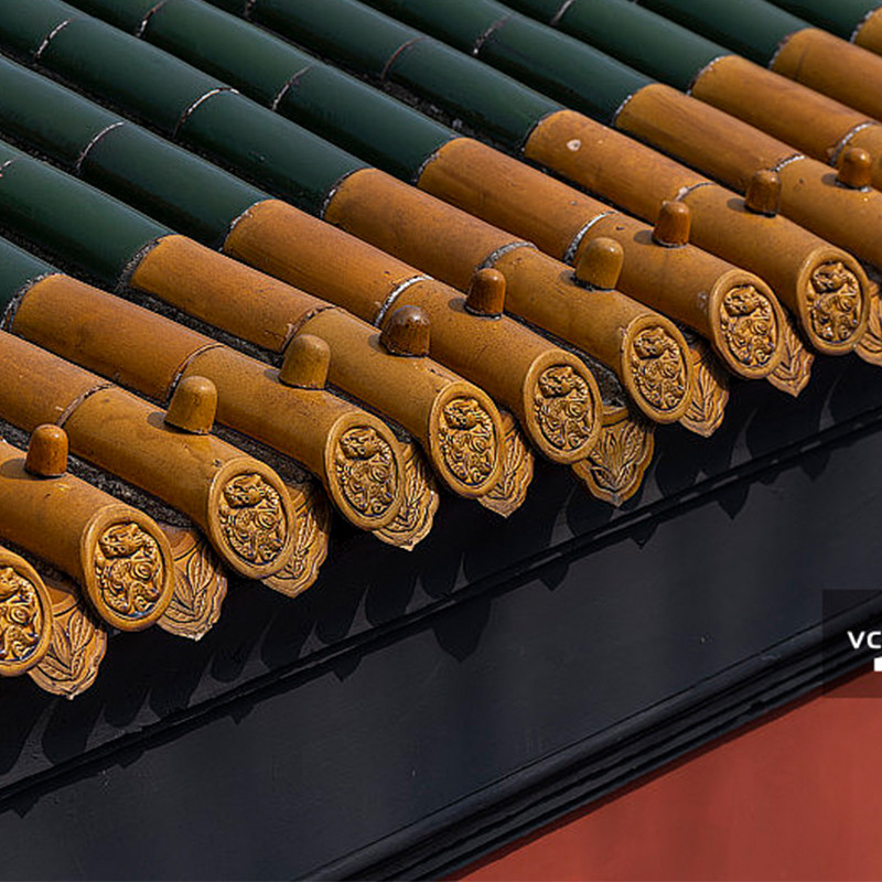 Tagliera di tetto vetrata cinese di alto lucido Materiale ceramico verde Finitura ideale per templi e santuari