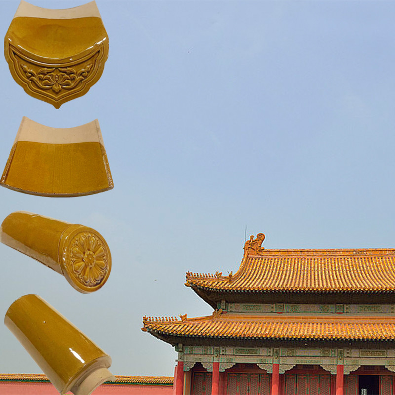Chinese Glazed Roof Tile Elegante Vernice Gialla Duratura Per Antichi tetti in stile imperiale Design moderno