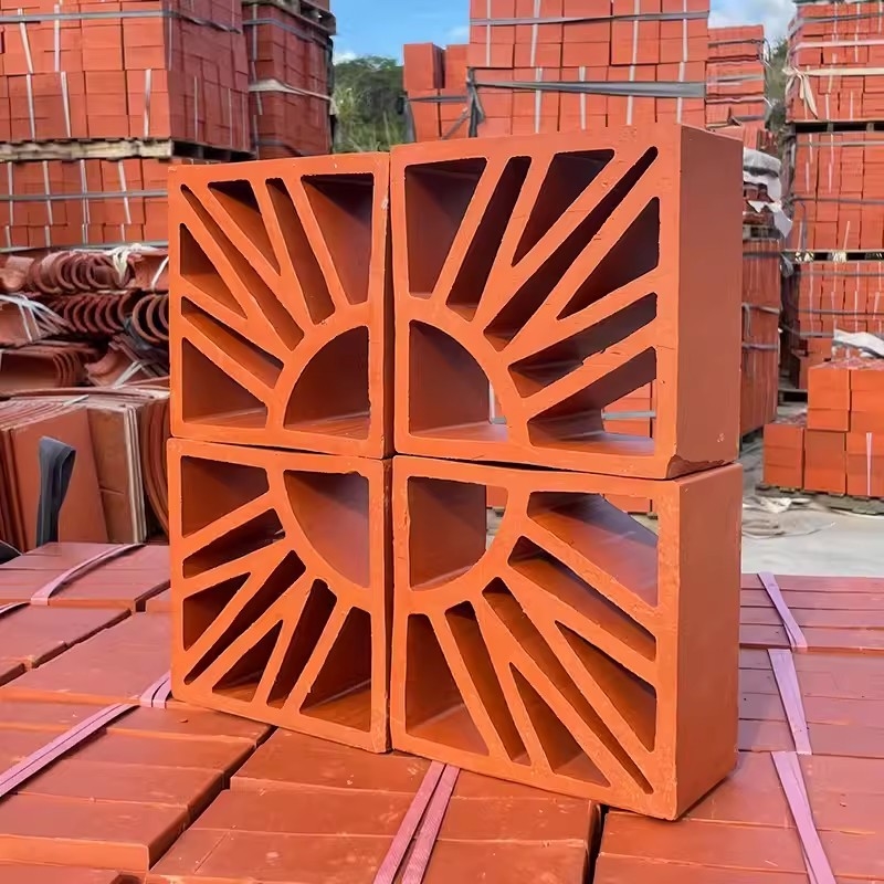 Parete esteriore mattoni rossi Materiale di decorazione della scuola Terracotta Parete Breeze Blocks