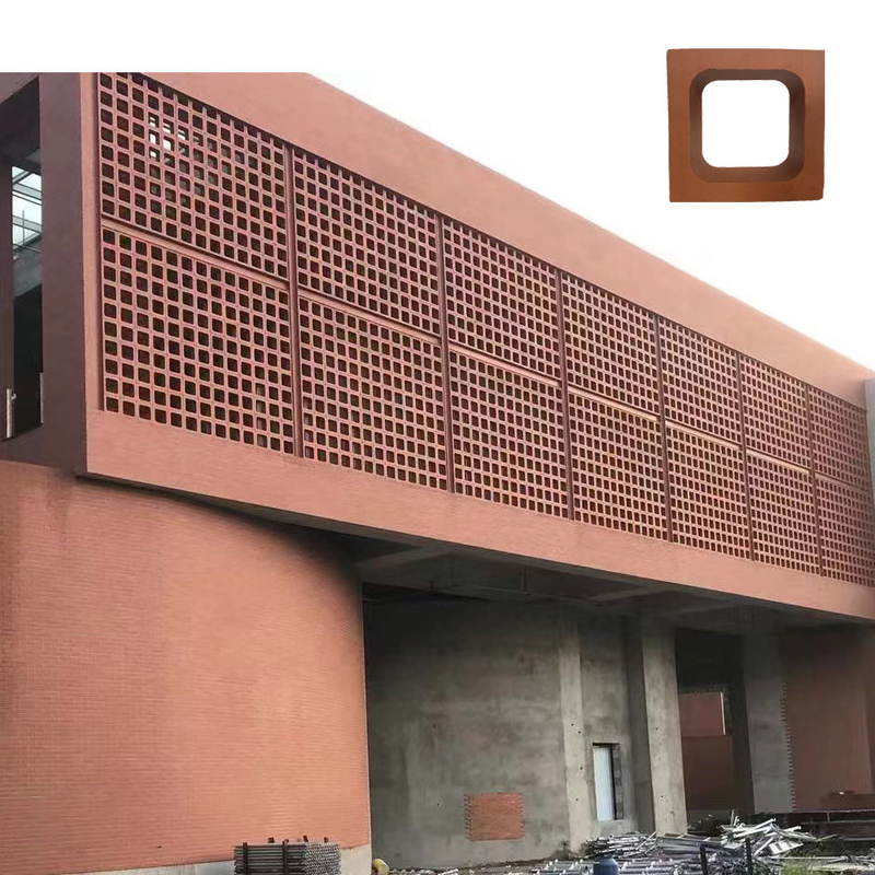 Terracotta Parete Breeze Blocks Isolamento termico 800 Centigradi mattoni rossi Materiale di decorazione di edifici scolastici