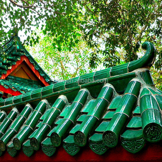 Piastrelle in verde scuro in stile asiatico perfetto per antichi materiali da costruzione in edifici da giardino