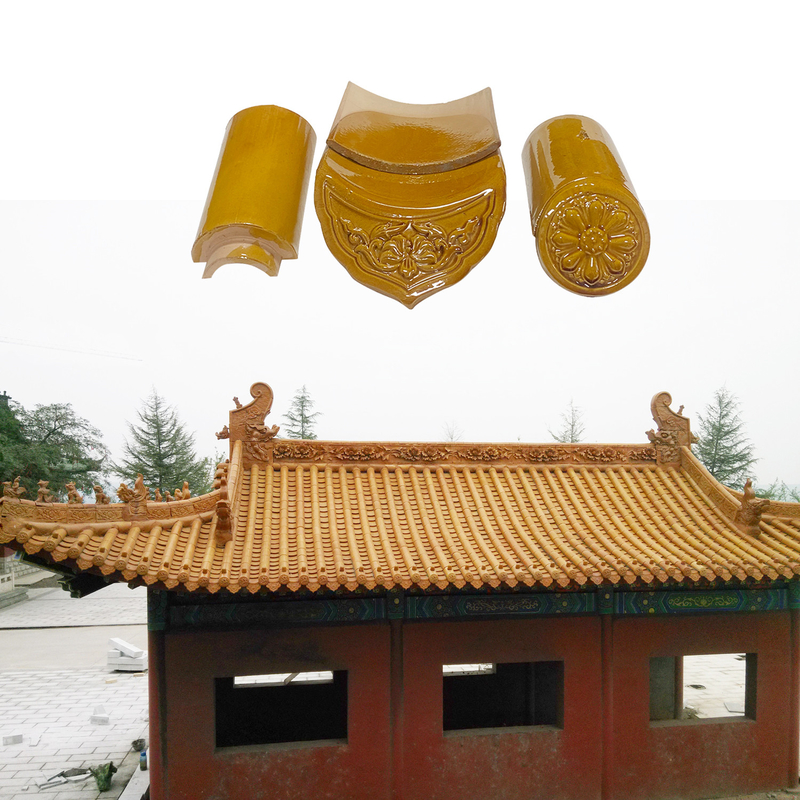 Tetti di templi buddisti giapponesi fatti a mano e sinterizzati Piastrelle ceramiche tradizionali cinesi con resistenza alla compressione 1500N