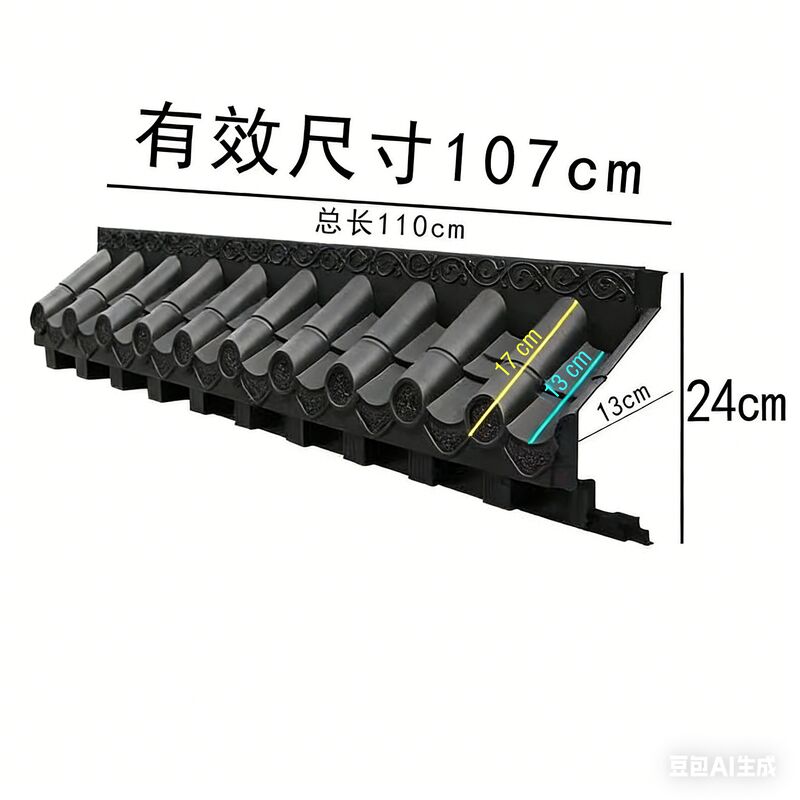 Tegole in plastica PP cinesi asiatiche antiche 3D con gronda e mensola, resistenti per progetto di nuova costruzione di case da tè