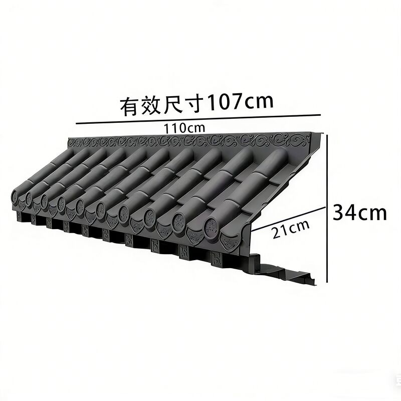 Tegole in plastica PP cinesi asiatiche antiche 3D con gronda e mensola, resistenti per progetto di nuova costruzione di case da tè