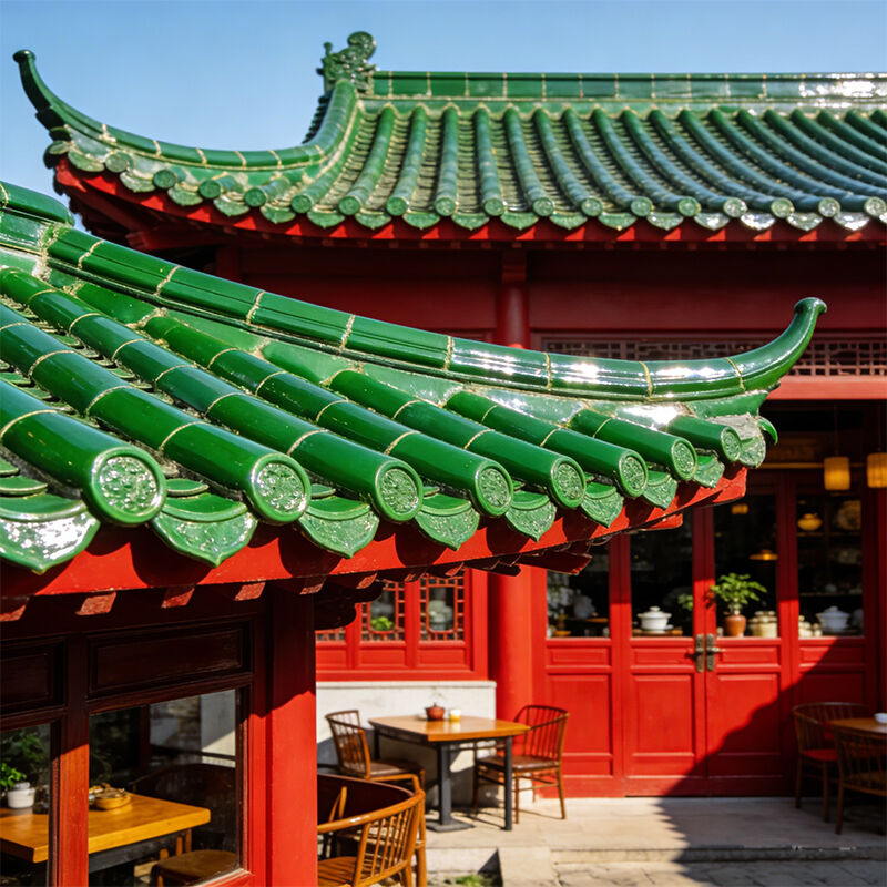 Cina tradizionale verde vetrata tetto piastrella giada verde artigianale argilla vetrata piastrella ignifugo impermeabile per il tempio asiatico Villa