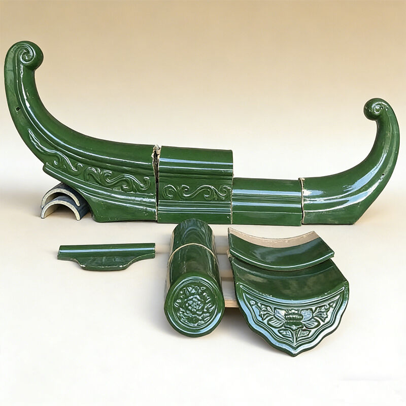 Cina tradizionale verde vetrata tetto piastrella giada verde artigianale argilla vetrata piastrella ignifugo impermeabile per il tempio asiatico Villa