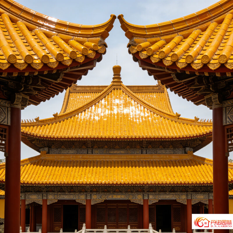 Materiale da costruzione in stile antico Piastrelle di tetto vetrate Ghiaia da tetto dorata per la costruzione del monastero del tempio