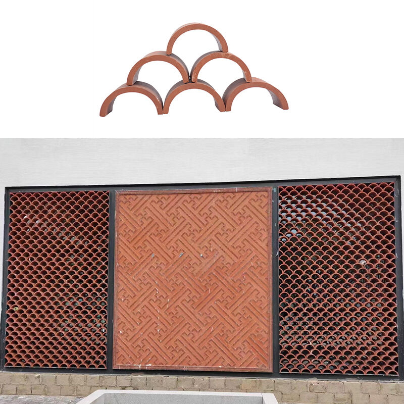 Blocco Decorativo in Terracotta a Metà Tondo Claustra per Pareti, Mattone Perforato in Argilla per Terrazze 200*100mm per Pareti di Caratteristica