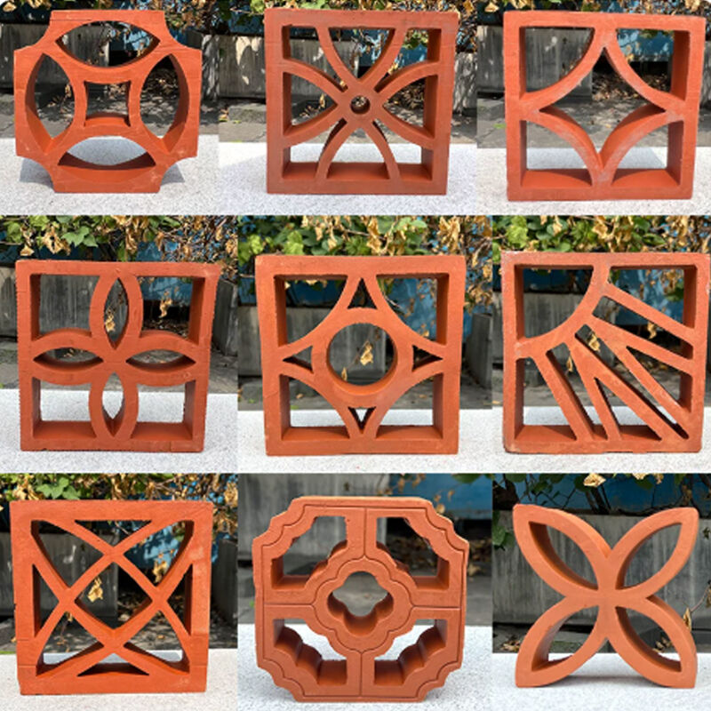 Natural Red Terracotta Hollow Breeze Blocks Hollow Ventilation Bricks for Wall Cladding Wind Brick Size Many Patterns