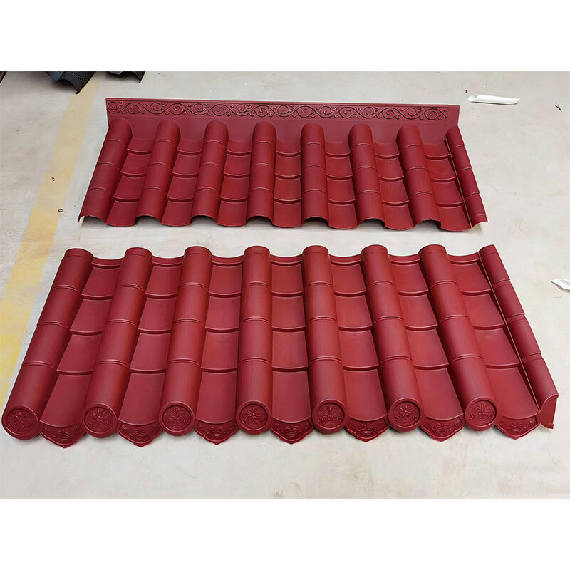 Mattonelle di tetto di plastica rosse di plastica rosse classiche cinesi antiche Mattonelle della resina di protezione UV durevole per il tetto del padiglione del cortile di architettura