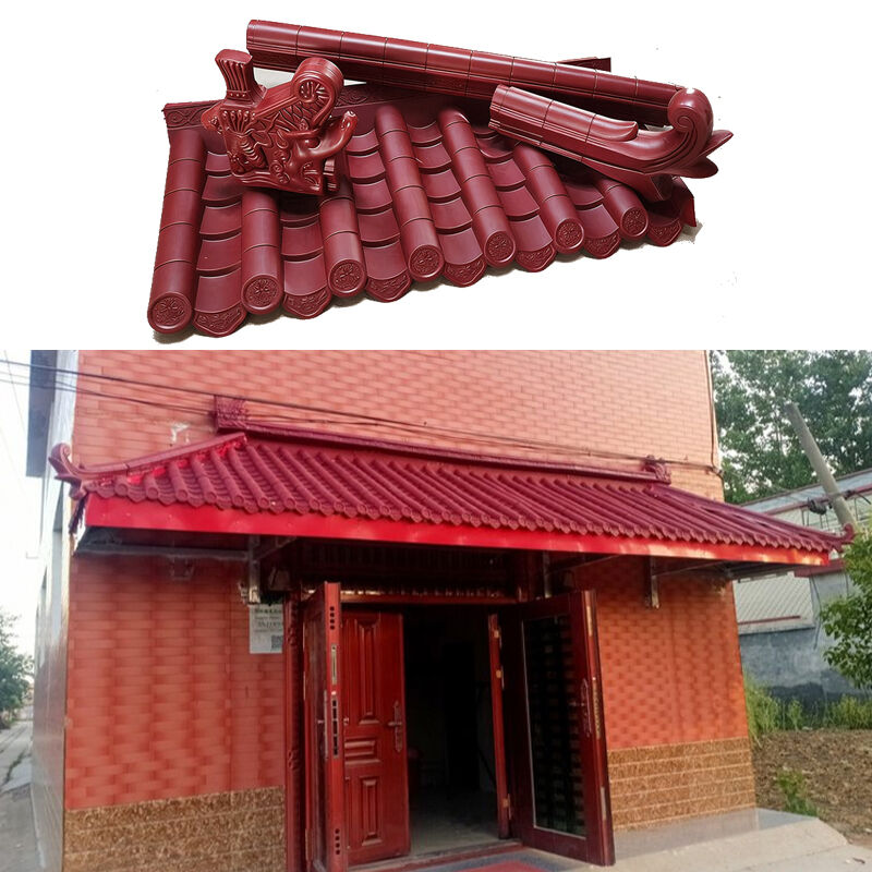 Mattonelle di tetto di plastica rosse di plastica rosse classiche cinesi antiche Mattonelle della resina di protezione UV durevole per il tetto del padiglione del cortile di architettura