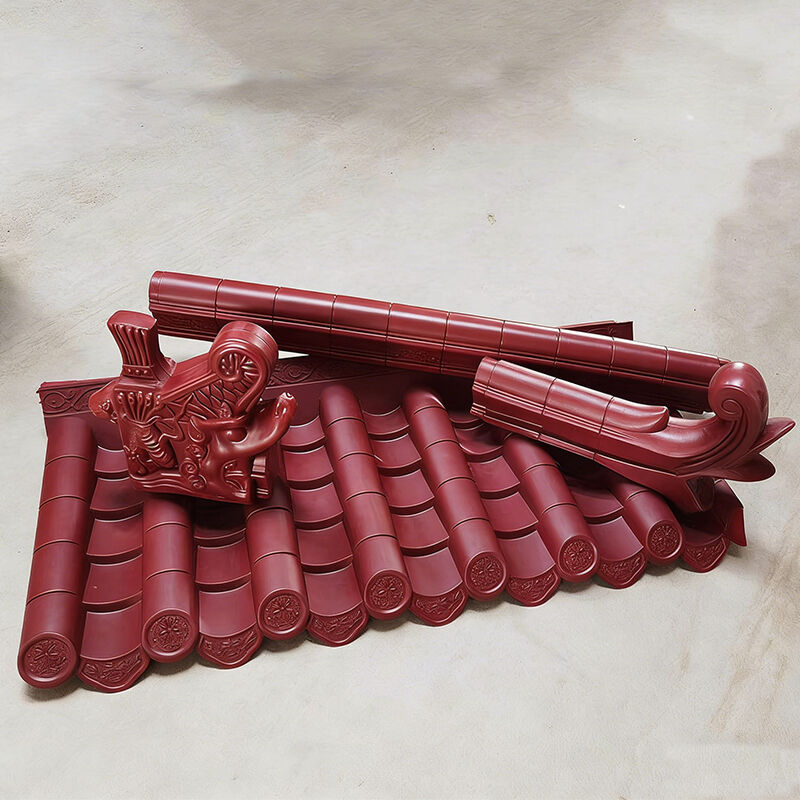 Mattonelle di tetto di plastica rosse di plastica rosse classiche cinesi antiche Mattonelle della resina di protezione UV durevole per il tetto del padiglione del cortile di architettura