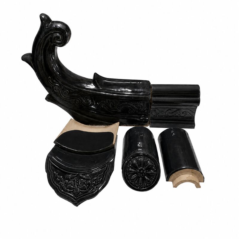 Glossy Black Chinese Roof Tiles Traditional Ceramic Glazed Roofing Tiles for Temple Villa Pavilion Roof