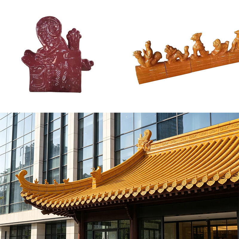 Classic Chinese Yellow Glazed Roof Tile High-Gloss Antique Porcellana Tile Ceramica Shingle per il tetto stile Cina Tempio & Giardino Gazebo Casa Restauro