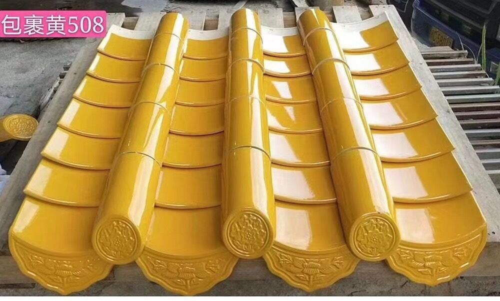 Classic Chinese Yellow Glazed Roof Tile High-Gloss Antique Porcellana Tile Ceramica Shingle per il tetto stile Cina Tempio & Giardino Gazebo Casa Restauro