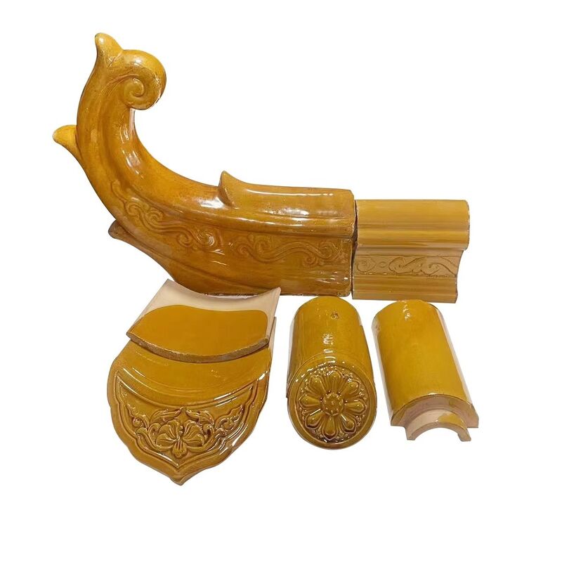 Classic Chinese Yellow Glazed Roof Tile High-Gloss Antique Porcellana Tile Ceramica Shingle per il tetto stile Cina Tempio & Giardino Gazebo Casa Restauro