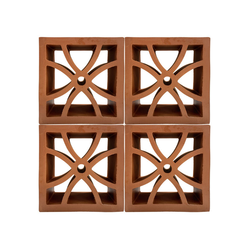 Natural Red Clay Wall Hollow Bricks Terracotta Breeze Blocks Decorative Garden Wall Screen Tiles Used for Wall Cladding