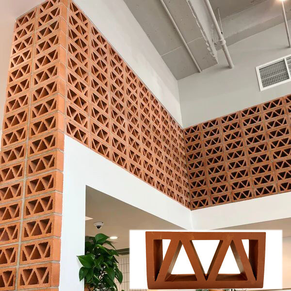 Terracotta Decorativo Breeze Block Triangolo Modello di argilla rossa mattoni cavi per pareti di giardino e divisori interni