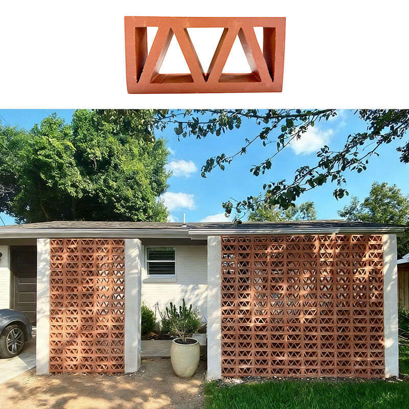 Terracotta Decorativo Breeze Block Triangolo Modello di argilla rossa mattoni cavi per pareti di giardino e divisori interni