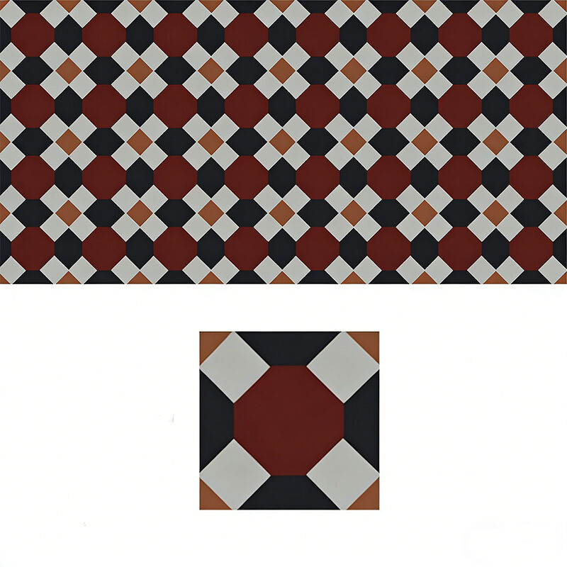 Piastrelle per pavimenti di bagno di cemento personalizzate Disegni di piastrelle per pareti 200*200mm Modello geometrico Piastrelle di accento per interni moderni con bordi