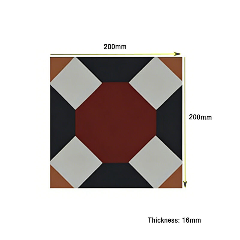 Piastrelle per pavimenti di bagno di cemento personalizzate Disegni di piastrelle per pareti 200*200mm Modello geometrico Piastrelle di accento per interni moderni con bordi