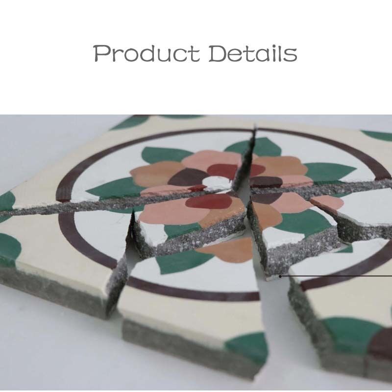Handmade Cement Tiles Encaustic Cement Square Shape Floor Tile Mineral Pigments Natural Color Durable Use for Indoor/Outdoor
