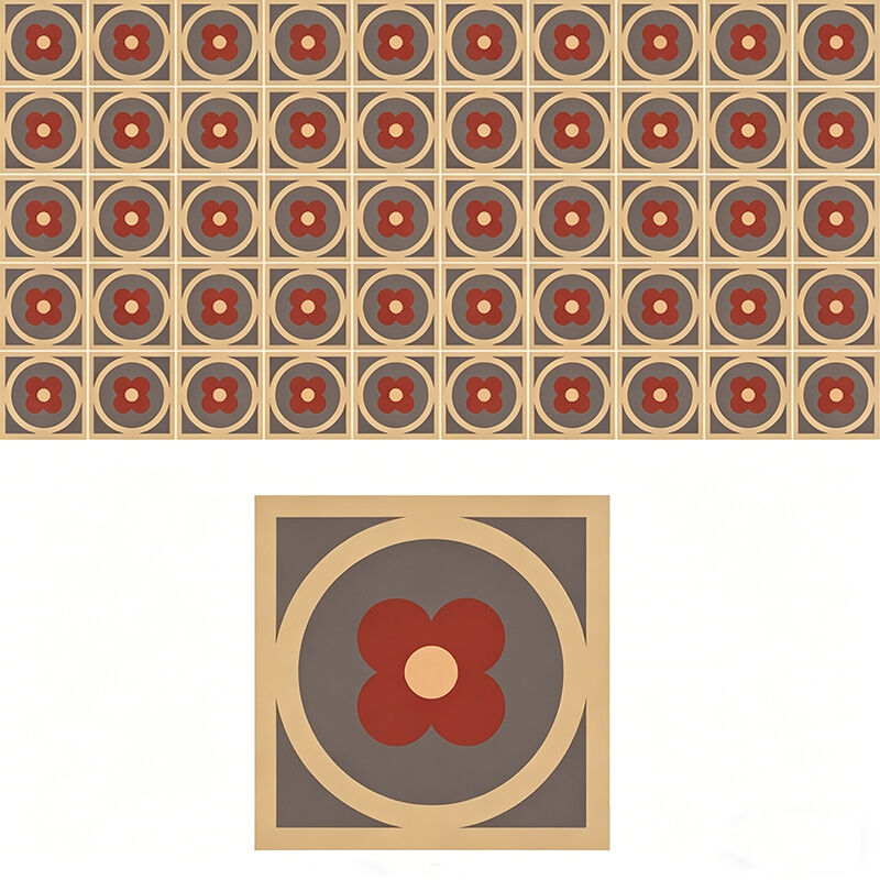 Custom Retro Handmade Vintage Cement Floor Tile Terracotta Floral Pattern Reclaimed Style per soggiorno e balcone bagno