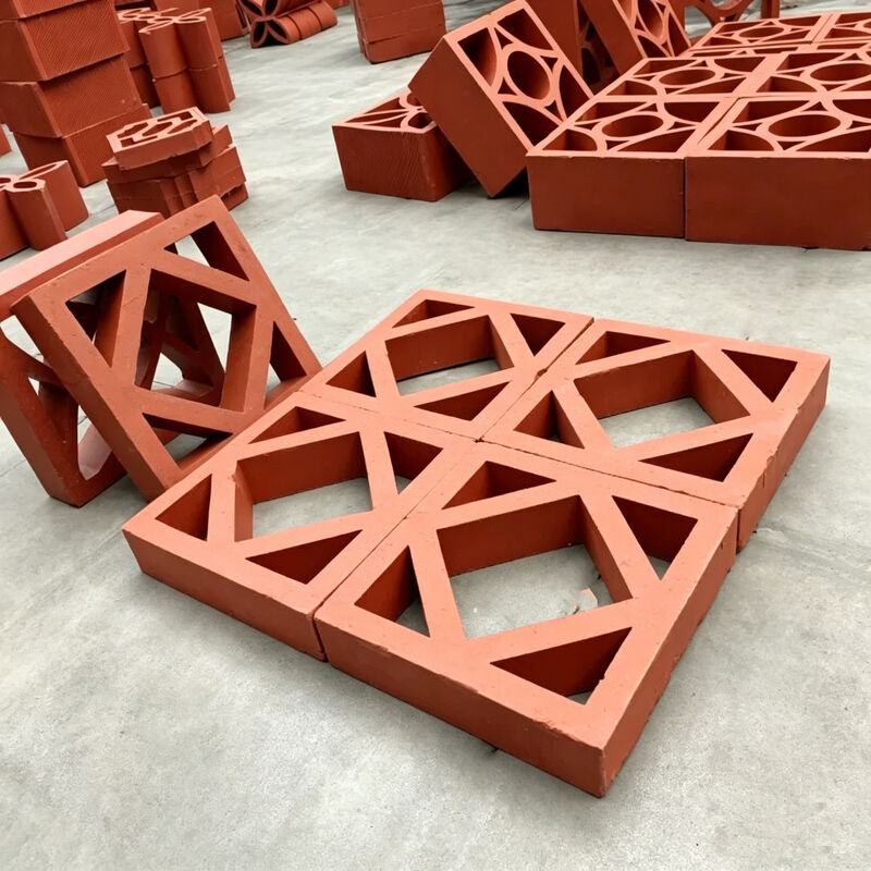 Blocchi vuoti di terracotta rosso impermeabili Blocchi di brice di argilla decorativa per cortile Pareti schermo privacy