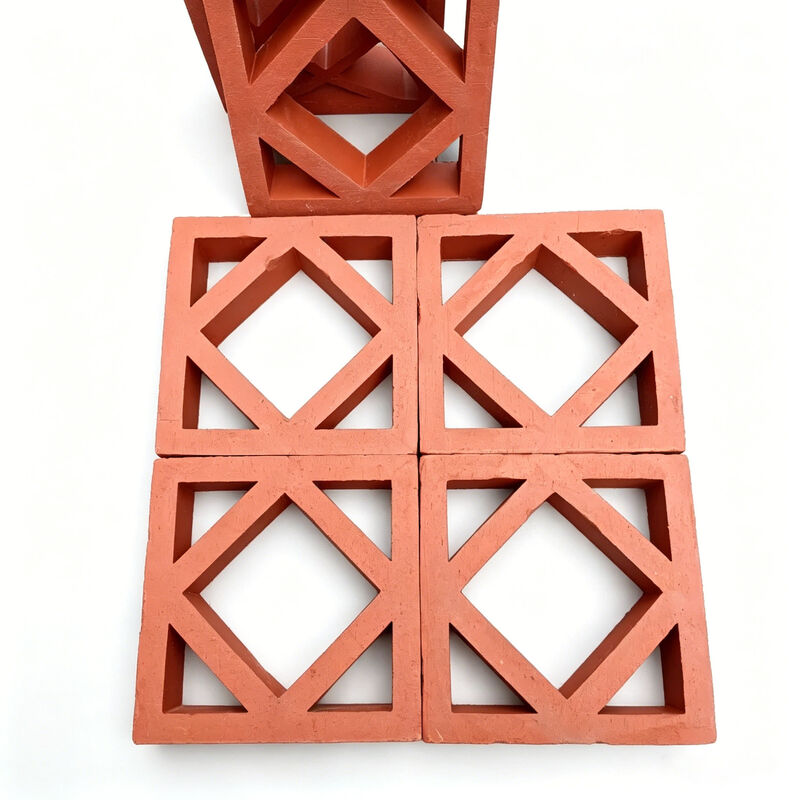 Blocchi vuoti di terracotta rosso impermeabili Blocchi di brice di argilla decorativa per cortile Pareti schermo privacy