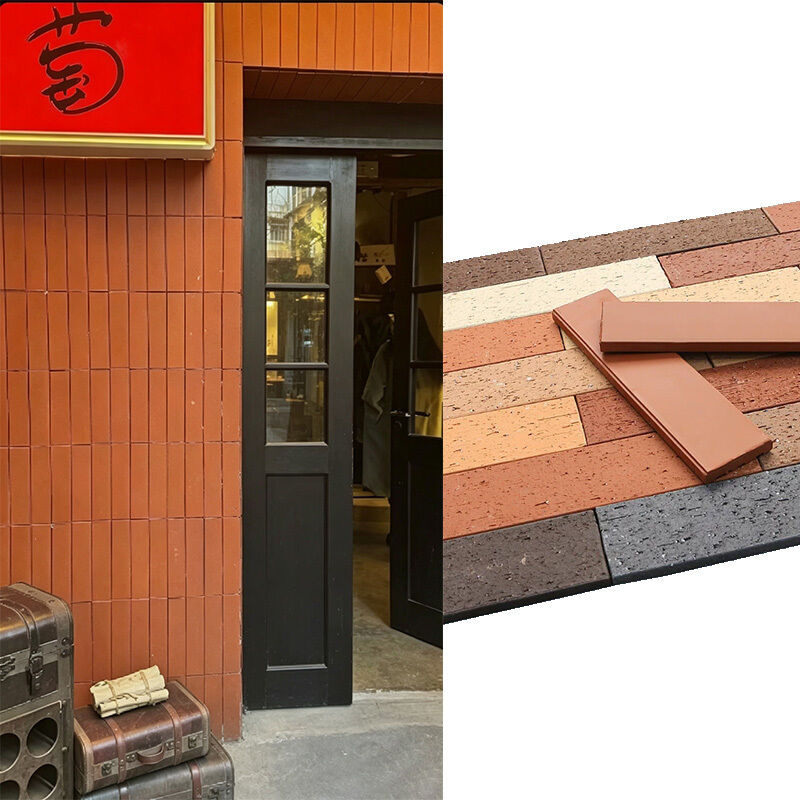 Terracotta neutrale, mattoni a faccia rossa, argilla naturale, rivestimento per pareti esterne, facciate e design architettonico moderno