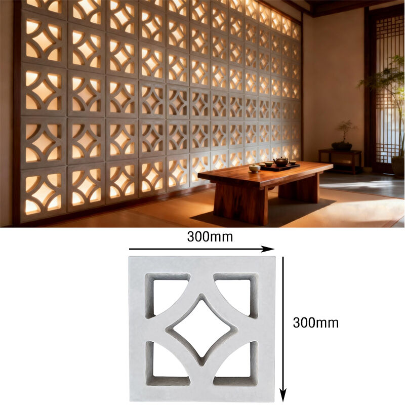 Blocchi di vetro in cemento bianco con modello di diamante Decorative mattoni di cemento schermo per il cortile esterno Privacy schermo muro