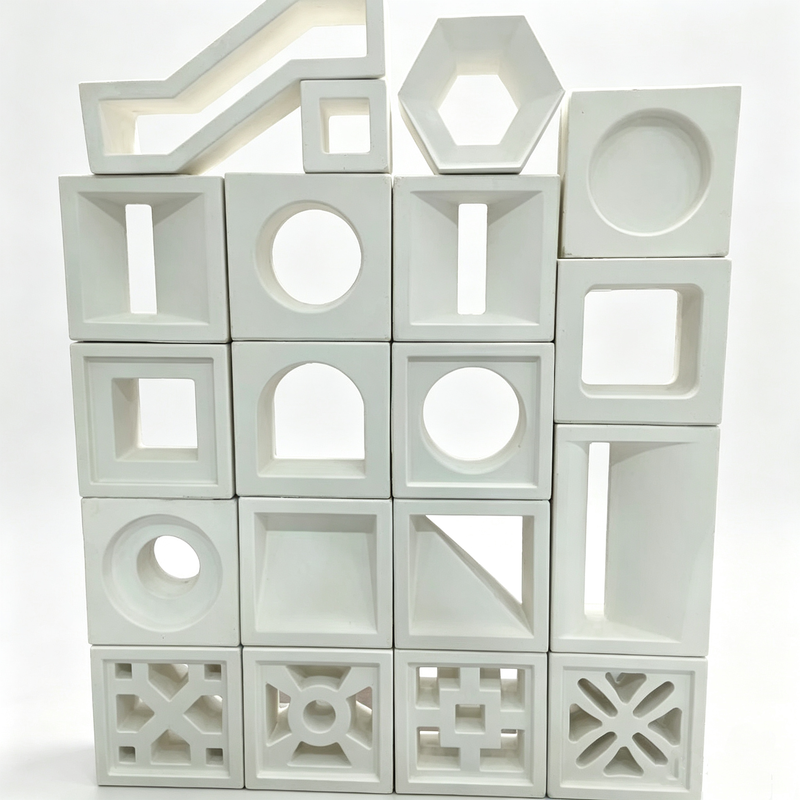 Blocchi di cemento geometrici cavi, blocchi decorativi a rete bianca per giardino interno e divisorio per patio