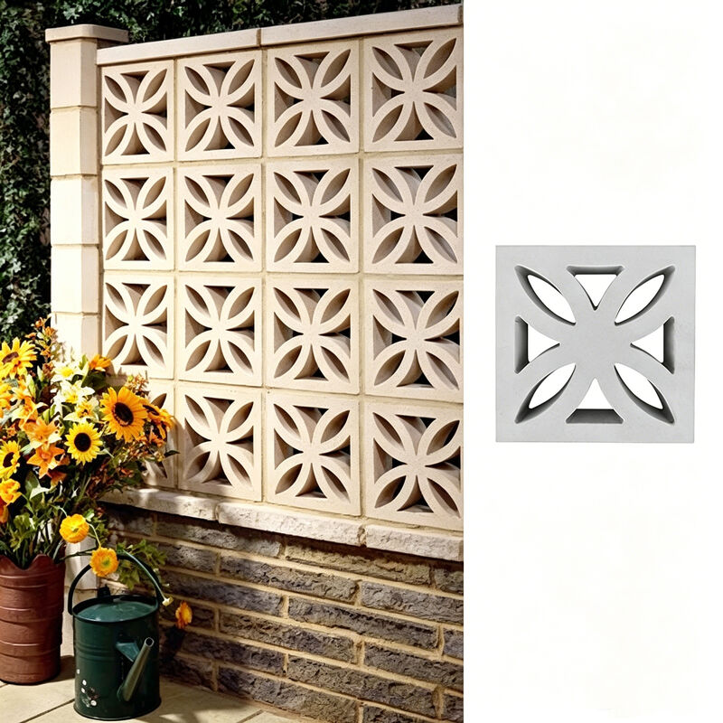 Recinzione in cemento in stile resort con schermo a brezza 300x300mm Decorativo blocchi ombrelloni a quattro petali per villa Cortili e pareti privacy piscina