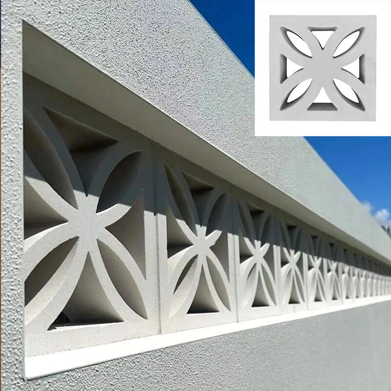 Recinzione in cemento in stile resort con schermo a brezza 300x300mm Decorativo blocchi ombrelloni a quattro petali per villa Cortili e pareti privacy piscina